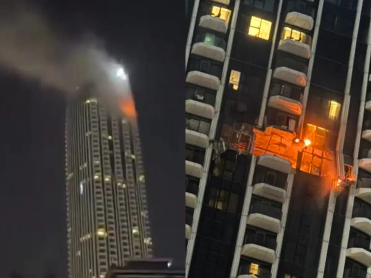 Dubai Creek Harbour strike: Drone hits luxury residential building, sparking major fire and evacuations amid Iran war — Watch