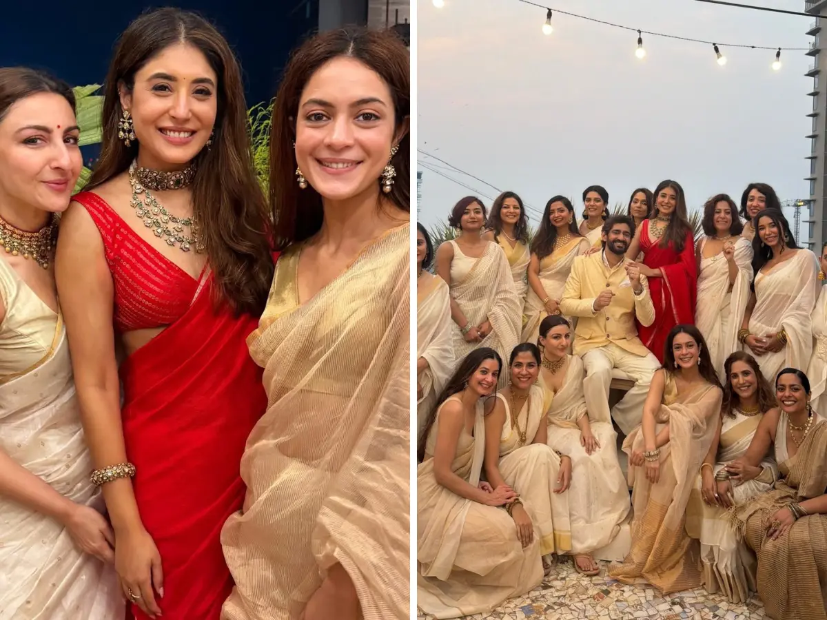 Bridesmaids in hues of golden
