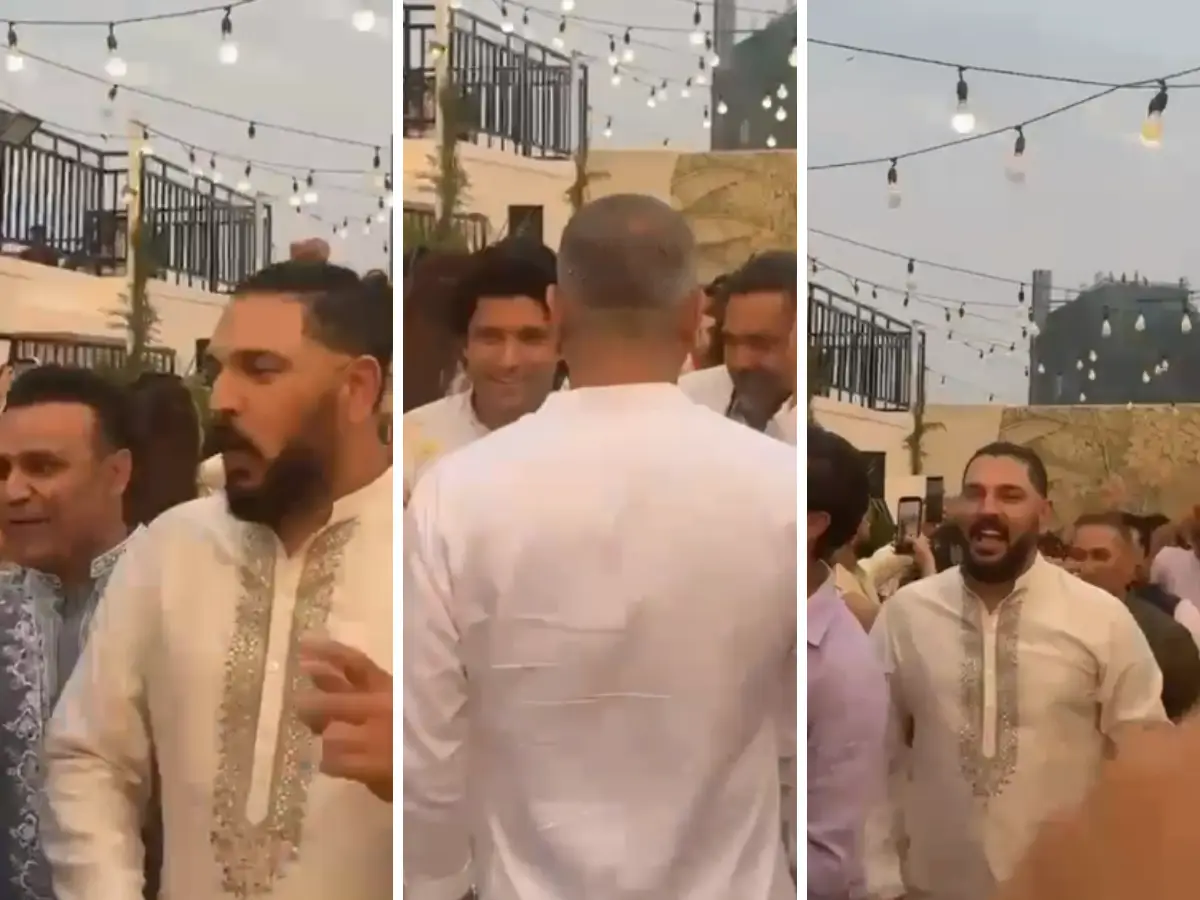 The groomsmen escorted the newlyweds
