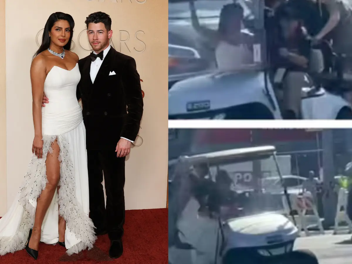 Priyanka Chopra and Nick Jonas narrowly escape from falling from golf-cart at Oscars 2026 | Watch