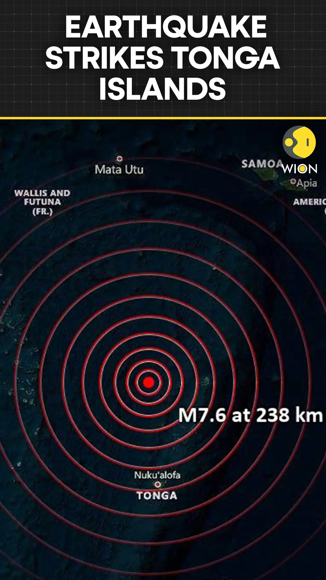 Earthquake of Magnitude 7.6 Strikes Tonga Islands