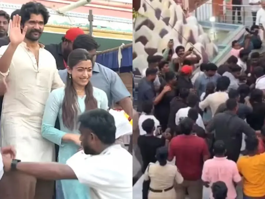 Vijay Deverakonda-Rashmika Mandanna mobbed by fans in Anantapur