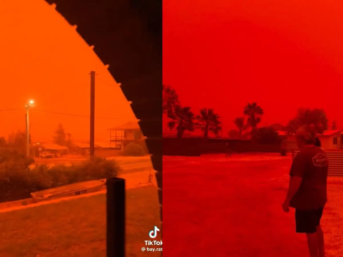 Australia Red Cyclone 'Apocalyptic' red sky in Australia ahead of Tropical Cyclone Narelle