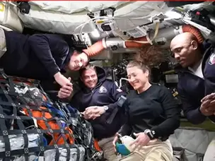 'Space plumber' Christina Koch on Orion toilet trouble and sleeping 'like a bat'