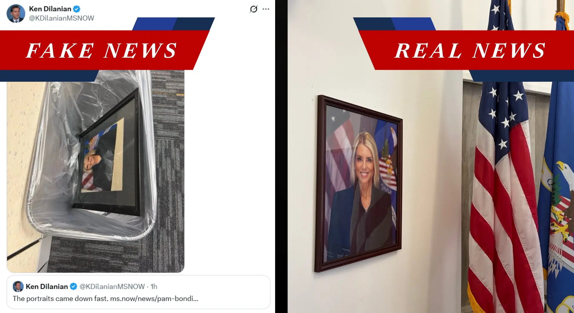 FACT CHECK: Pam Bondi’s DOJ portrait ‘dumped in bin’? Here’s what department said