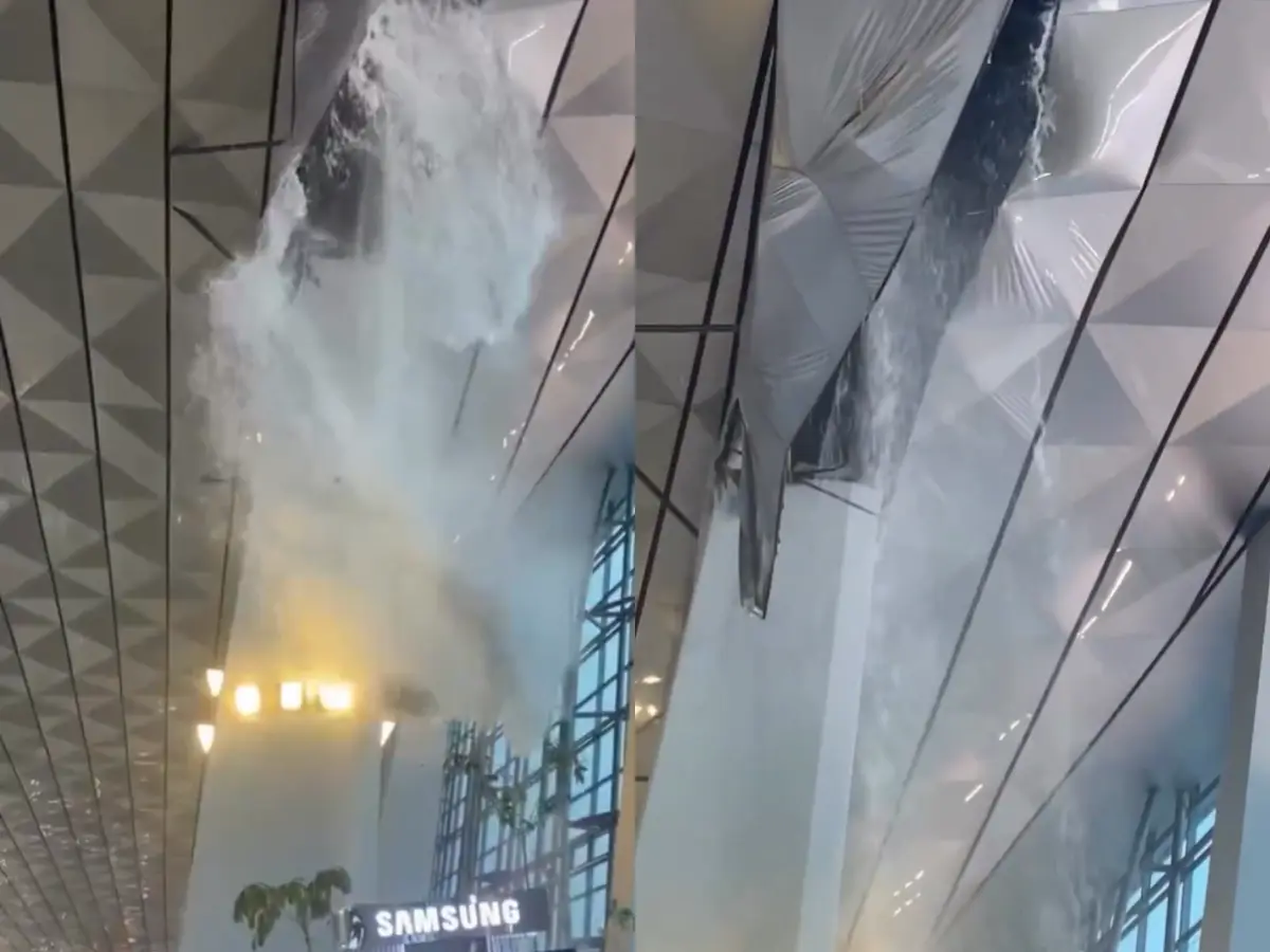 WATCH | Roof collapse at Terminal 3 of Indonesia's Soekarno-Hatta International Airport sends passengers scrambling WATCH | Roof collapse at Terminal 3 of Indonesia's Soekarno-Hatta International Airport sends passengers scrambling