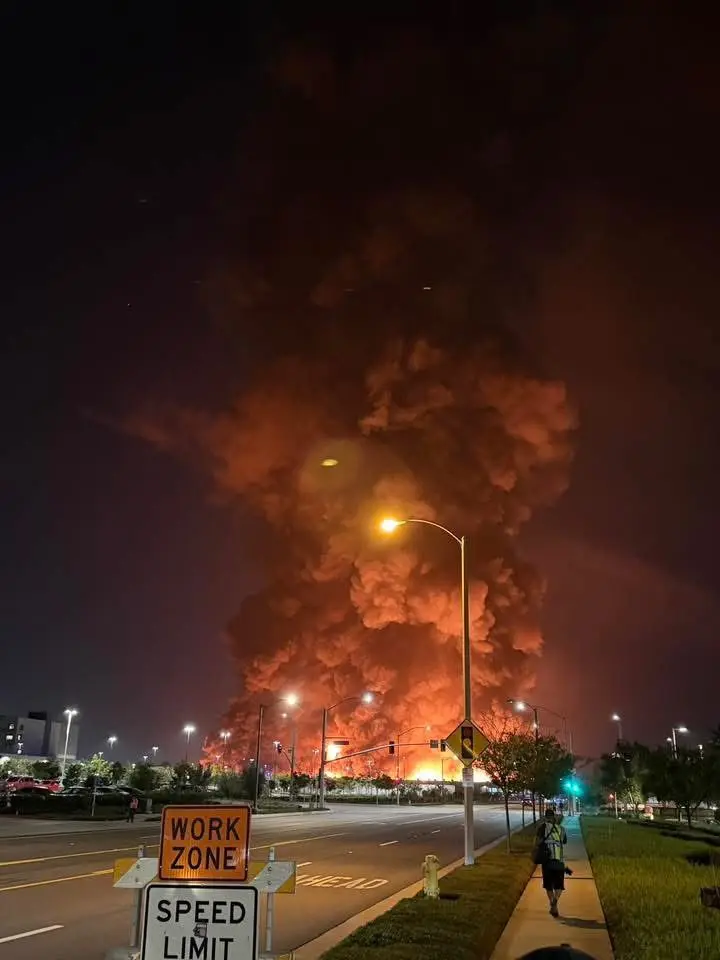 Massive fire engulfs Kimberly-Clark warehouse in Ontario, over 100 firefighters deployed