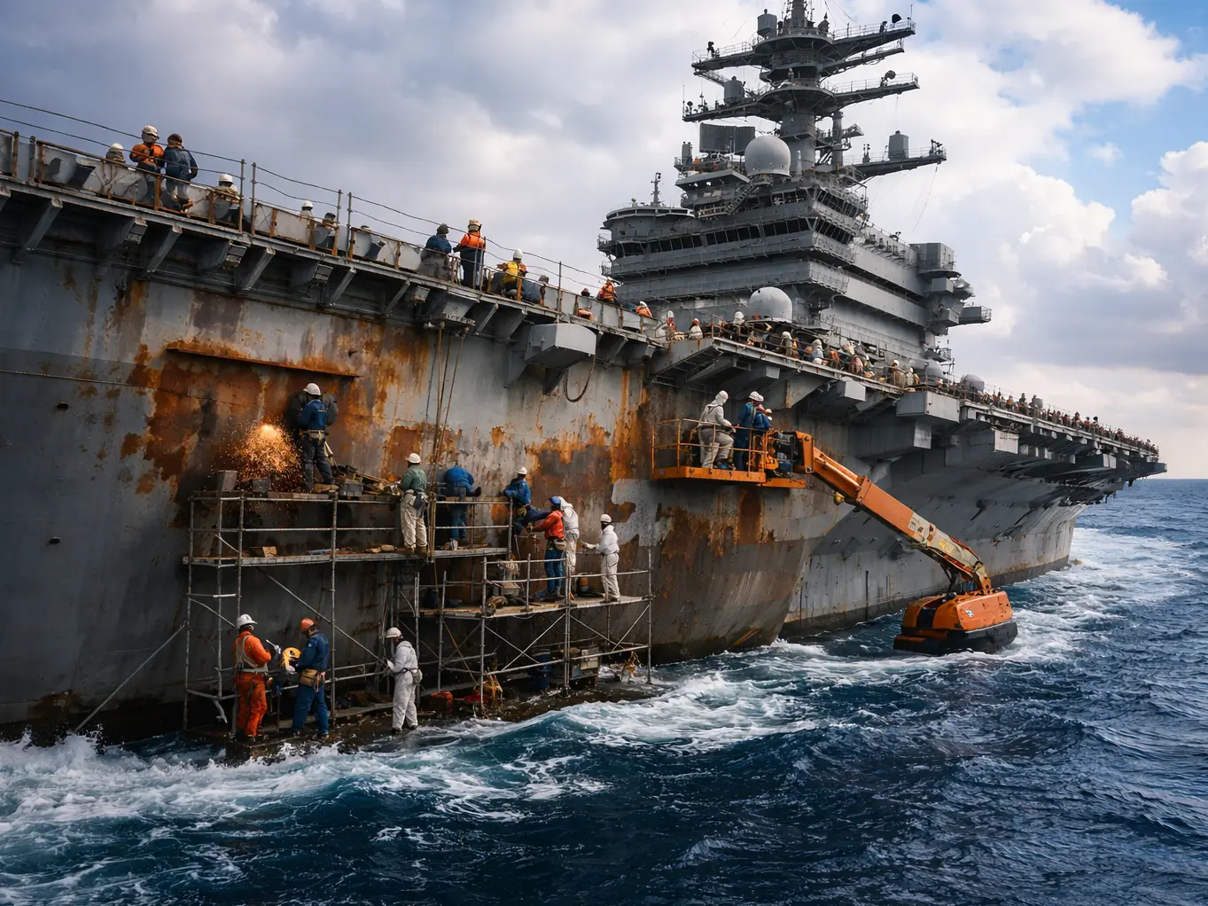 'Needle Guns': How sailors remove rust from the USS Abraham Lincoln every day