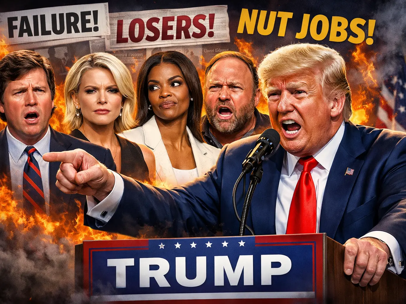 'Low IQ, stupid people and losers': Trump lashes out on Tucker Carlson, Megyn Kelly, Candace Owens, and Alex Jones in Truth Social post