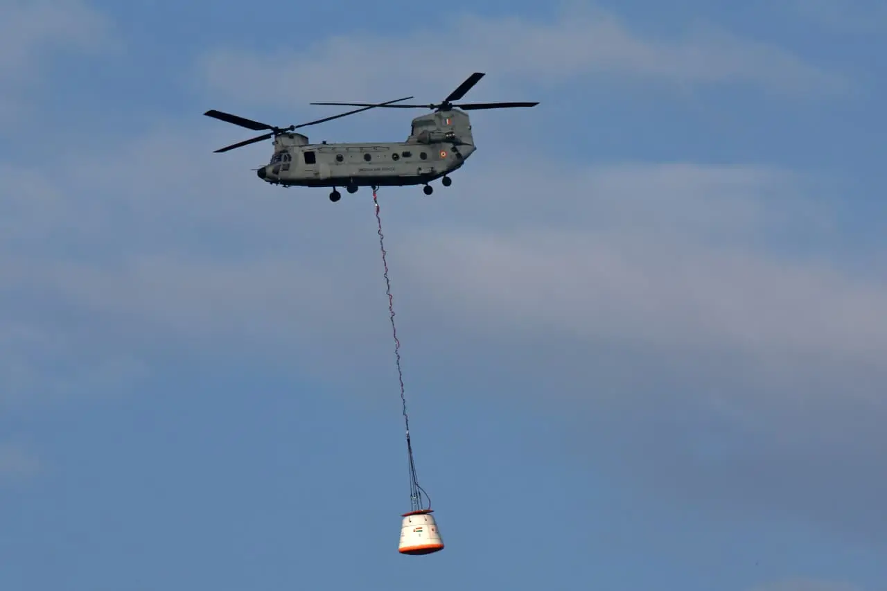 ISRO accomplishes second air drop test of Gaganyaan capsule