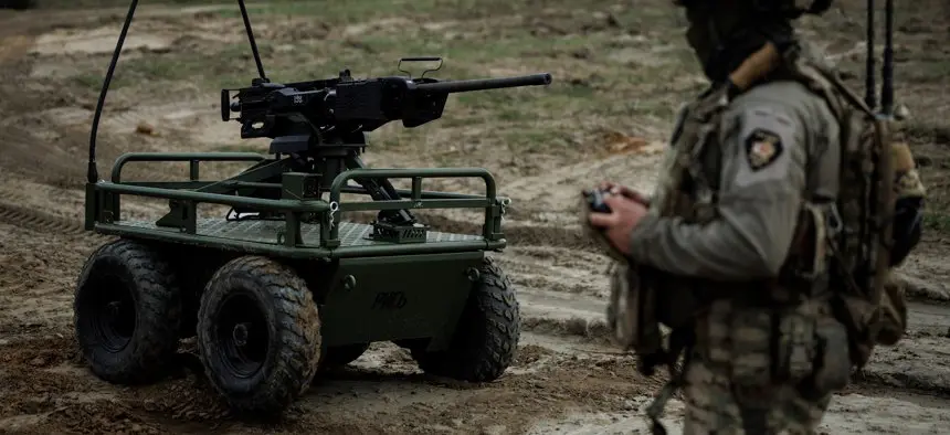 When did Ukraine first use robot warfare?