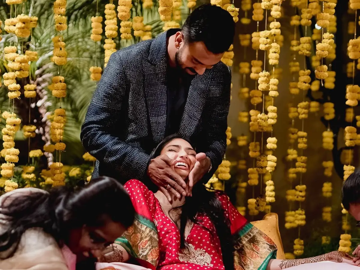 Joyful moment from mehendi ceremony