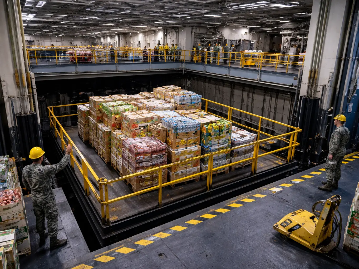 'Cargo Lifts': How the USS Abraham Lincoln moves tons of food from its lowest decks