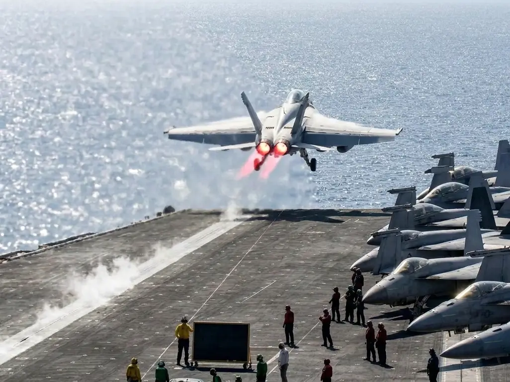 Do fighter jets use afterburner during takeoff from USS Abraham Lincoln?