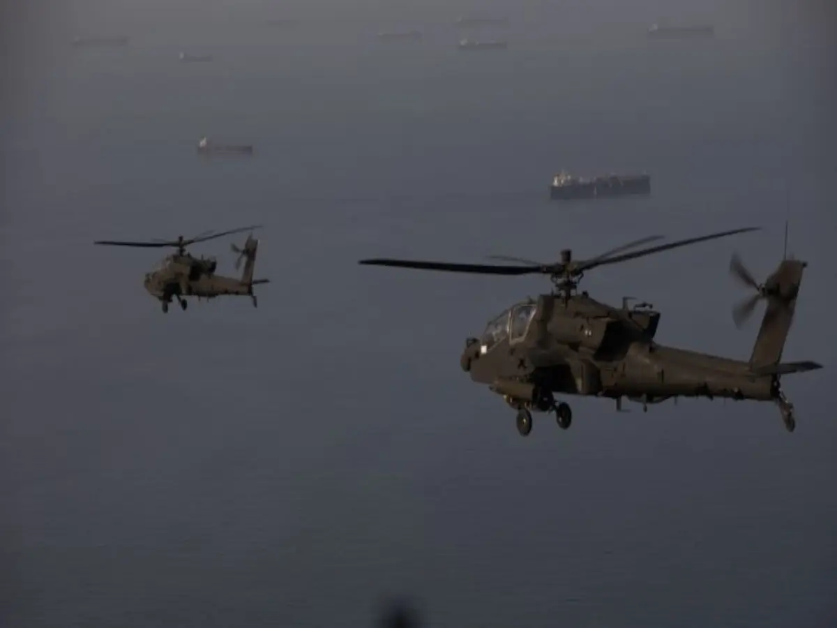 In Pics: US Apaches fly above the Strait of Hormuz in 'support of freedom of navigation'