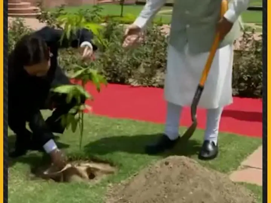 PM Narendra Modi, South Korea President Plant Sapling In Delhi 