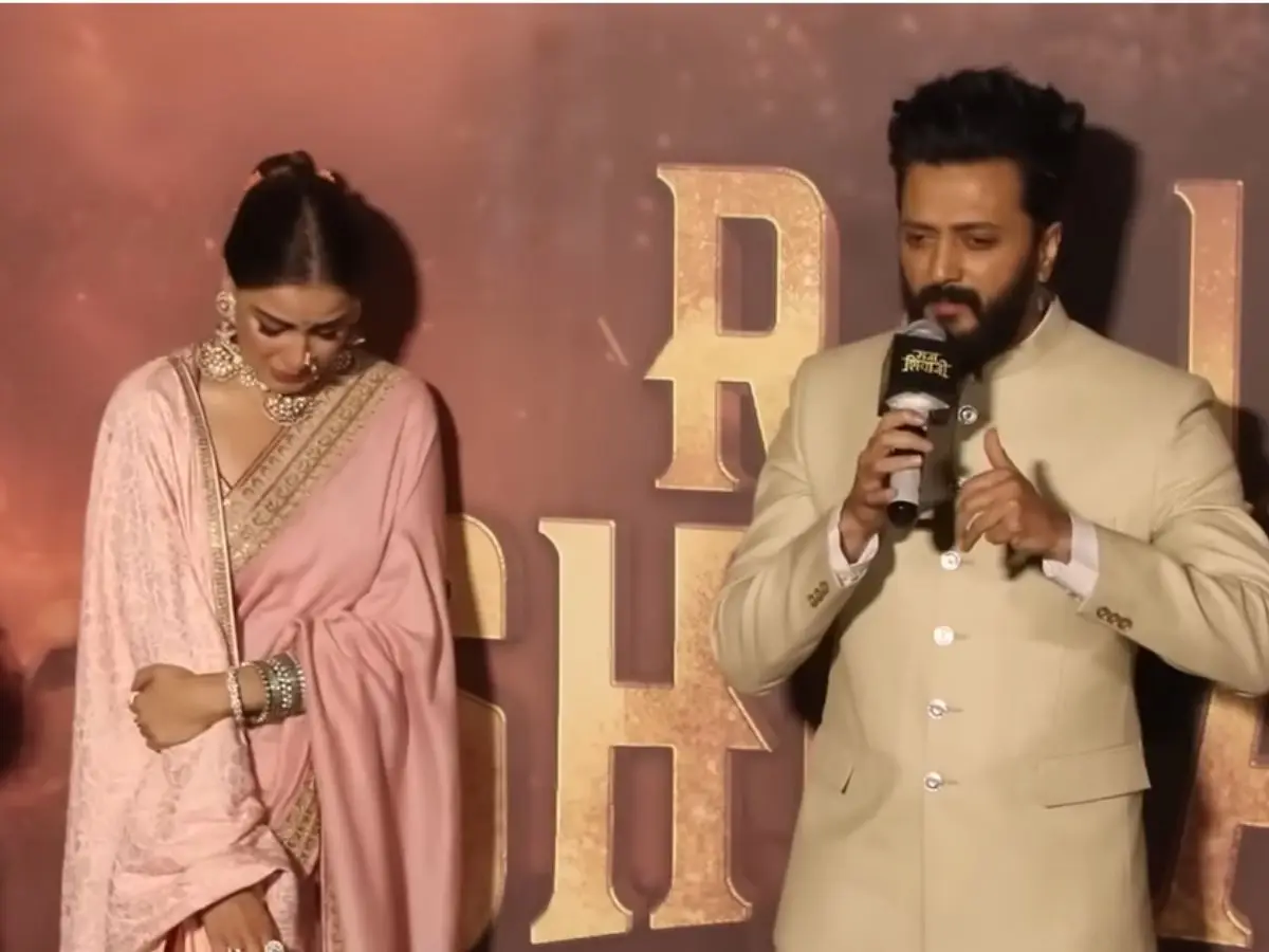 Riteish Deshmukh, Genelia Deshmukh grow emotional at Raja Shivaji trailer launch | Watch