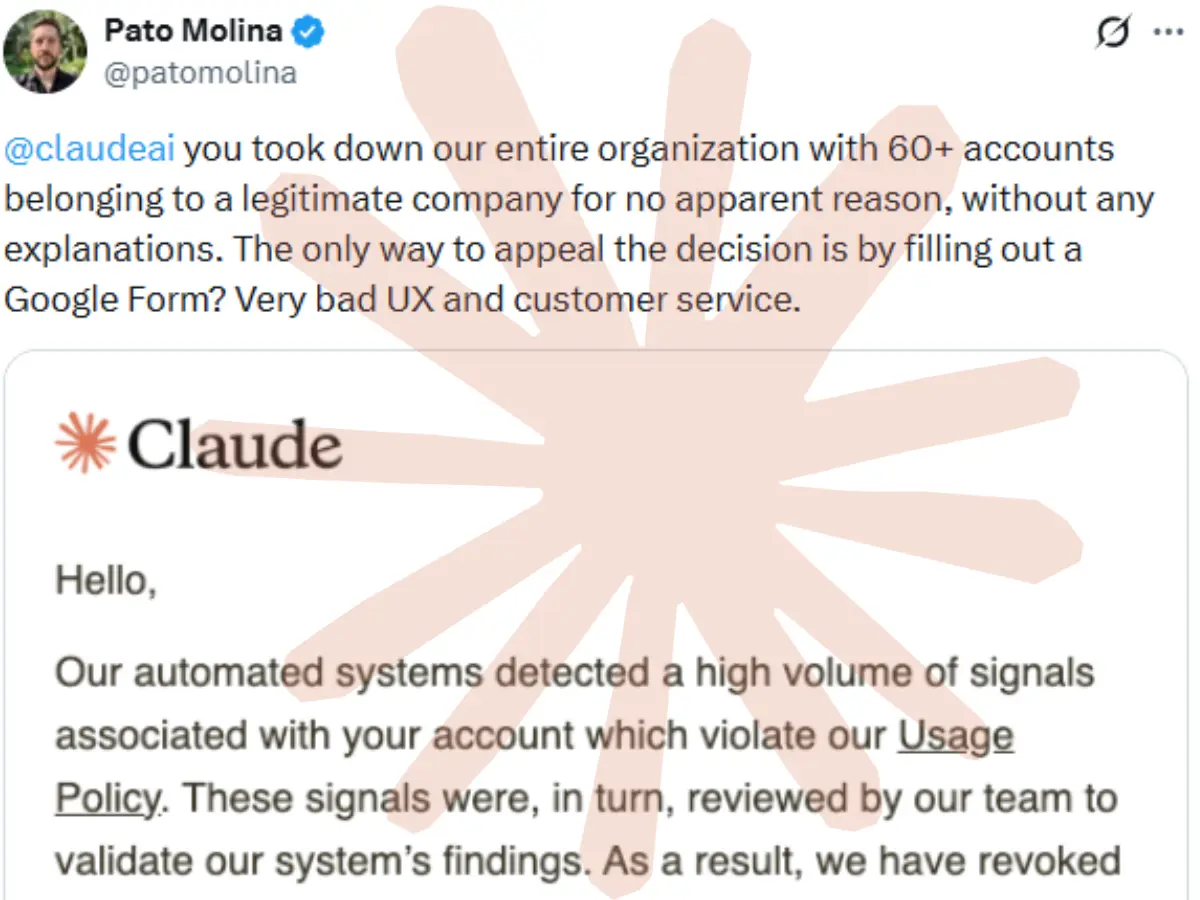 Claude AI sent an automated message regarding the shutdown