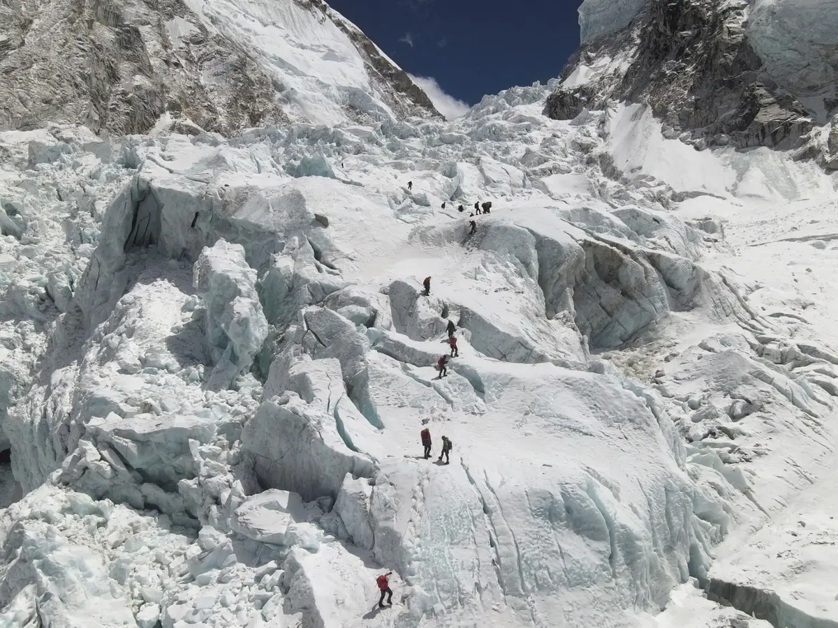 Frozen threat above as 400+ climbers remain stuck in Everest base camp