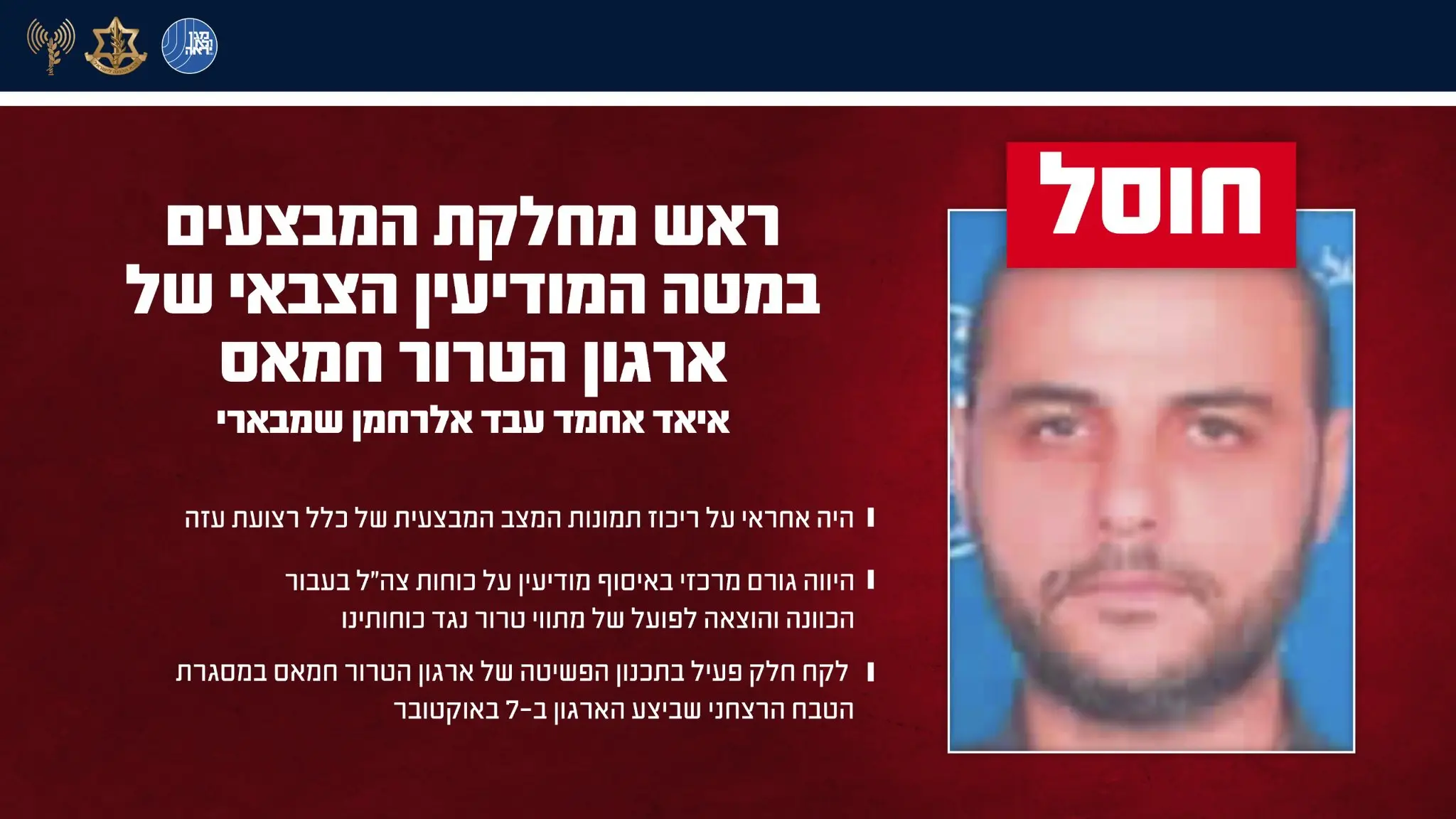Ahmed Abd al Rahman Shambari: IDF claims it killed Hamas's intelligence chief in Gaza