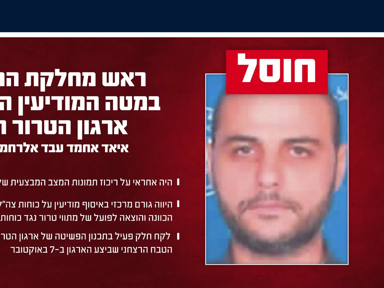 Ahmed Abd al Rahman Shambari: IDF claims it killed Hamas's intelligence chief in Gaza Ahmed Abd al Rahman Shambari: IDF claims it killed Hamas's intelligence chief in Gaza
