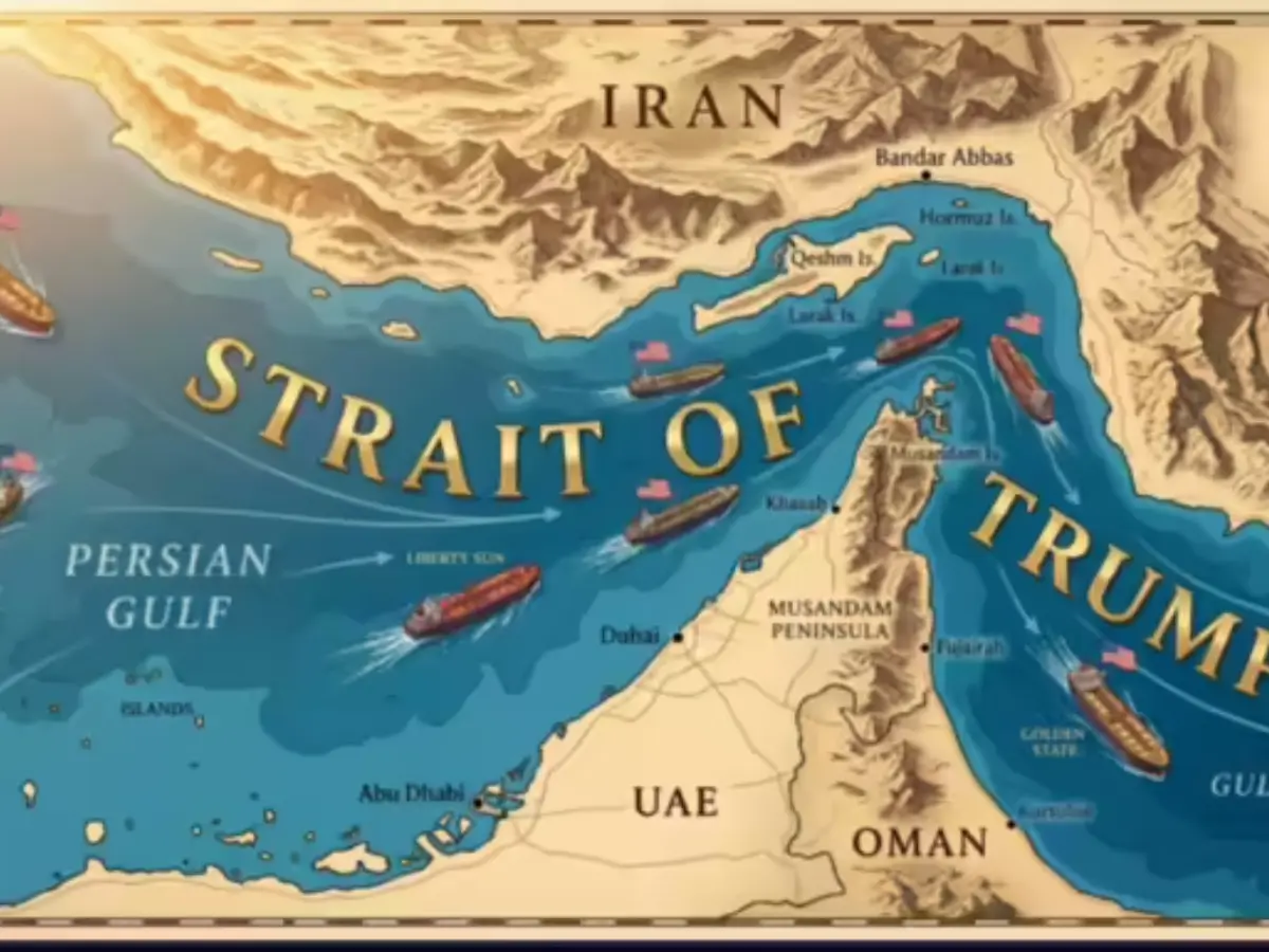 Trump shares map showing Hormuz as 'Strait of Trump' hours after saying Iran will have to 'cry uncle' to end blockade