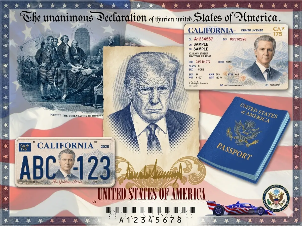 'GOVERNOR OF FREE WORLD': Why has Gavin Newsom put his face on California license plates? Hint: It's about Trump-edition passports