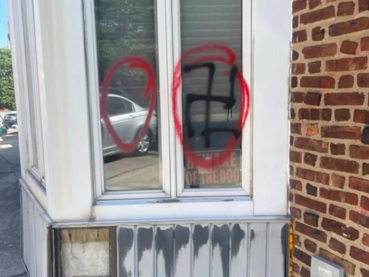 NYC council speaker reaches vandalised site