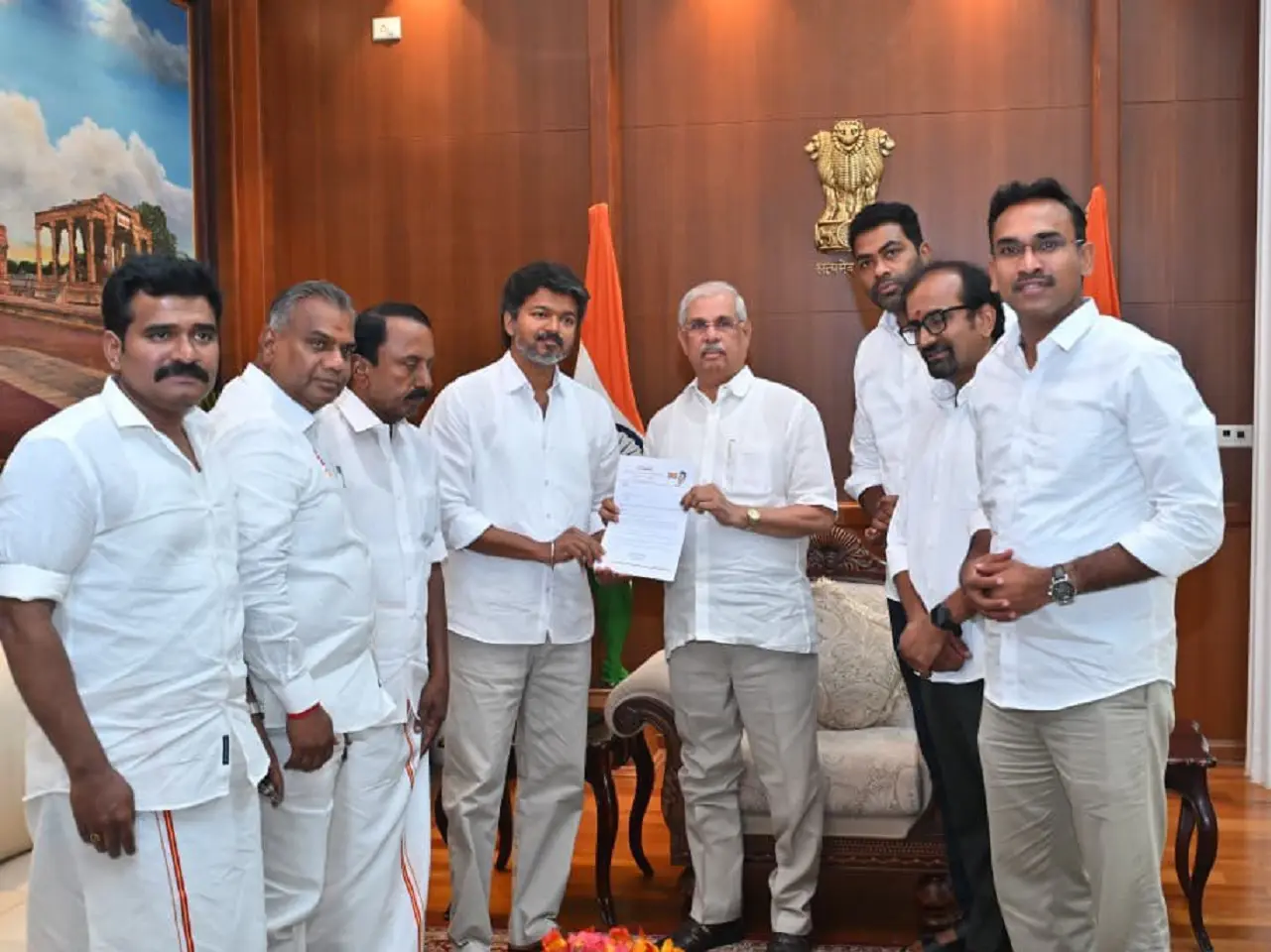 TVK chief Vijay meets Tamil Nadu Governor and stakes claim to form govt, but still short of numbers