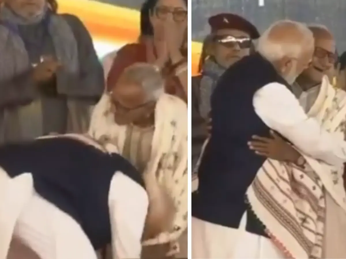 WATCH: PM Modi touches feet of Makhan Lal Sarkar in West Bengal. Who is the 97-year-old veteran BJP leader?