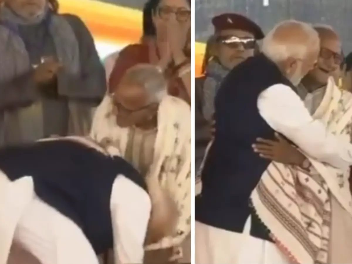 WATCH: PM Modi touches feet of Makhan Lal Sarkar in West Bengal. Who is the 97-year-old veteran BJP leader? WATCH: PM Modi touches feet of Makhan Lal Sarkar in West Bengal. Who is the 97-year-old veteran BJP leader?