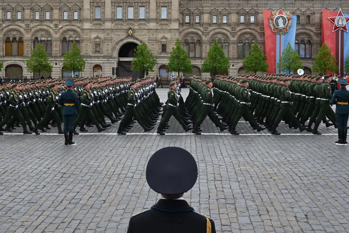 troops march through Red Square