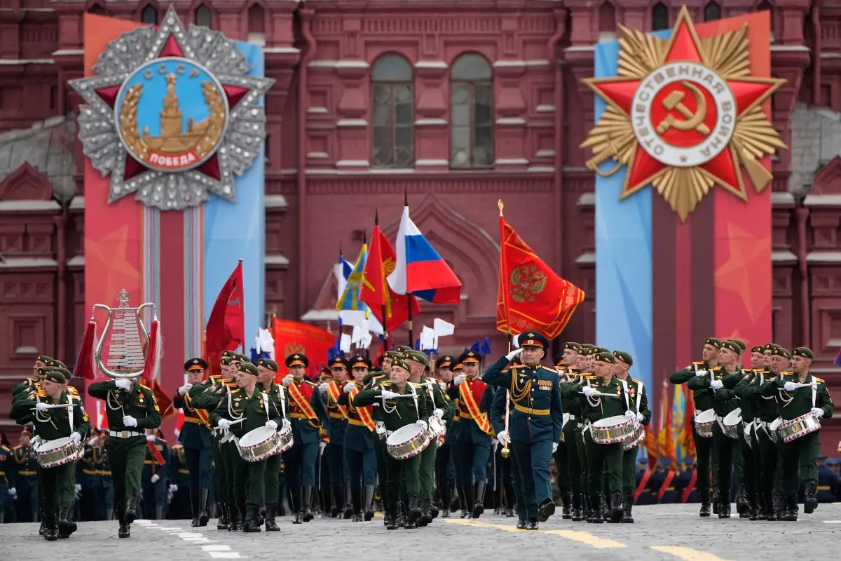 drummers march across Red Square
