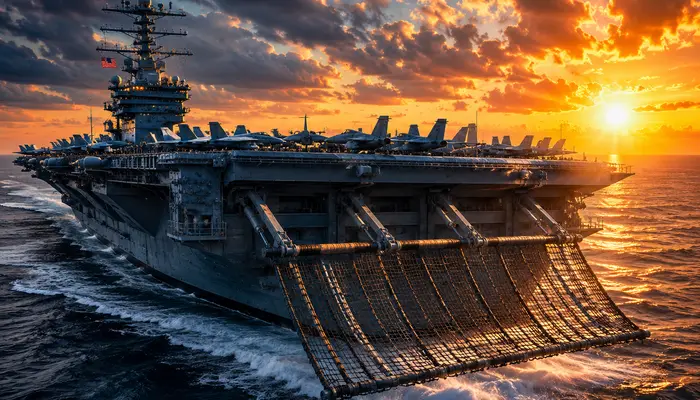 'Hydraulic Arms': How the USS Abraham Lincoln pops up its emergency net