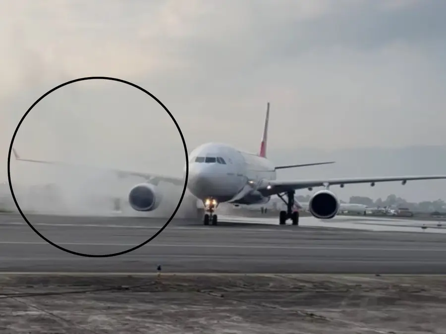 Plane tyre catches fire during landing in Nepal's Kathmandu: VIDEO shows scary moment