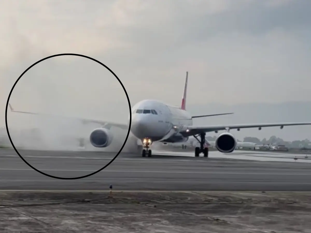 Plane tyre catches fire during landing in Nepal's Kathmandu: VIDEO shows scary moment Plane tyre catches fire during landing in Nepal's Kathmandu: VIDEO shows scary moment