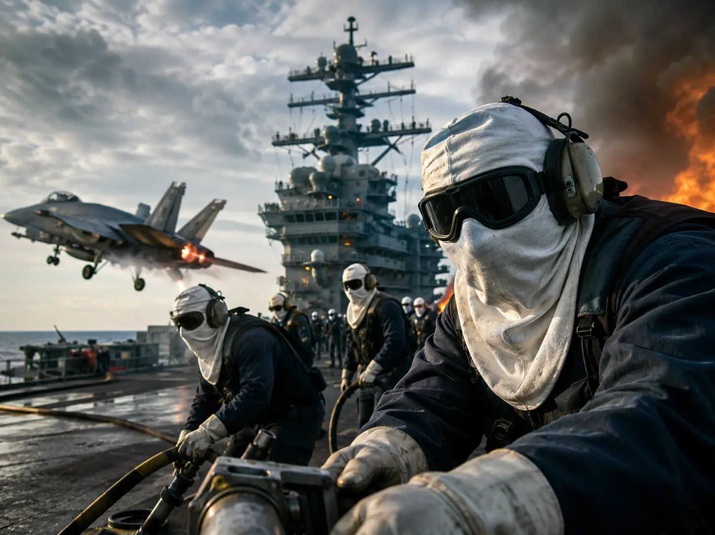 'White Hoods': Why USS Abraham Lincoln sailors wear fireproof masks in combat