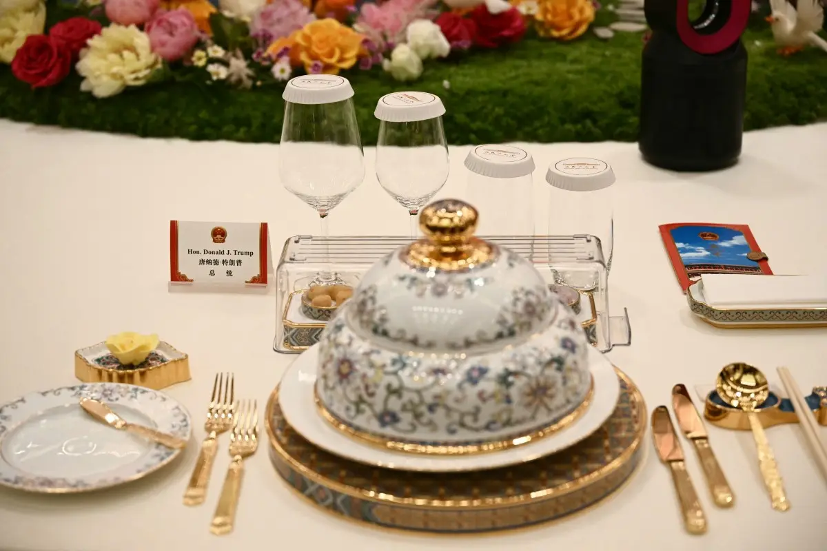 What was served at the Trump-Xi state banquet?