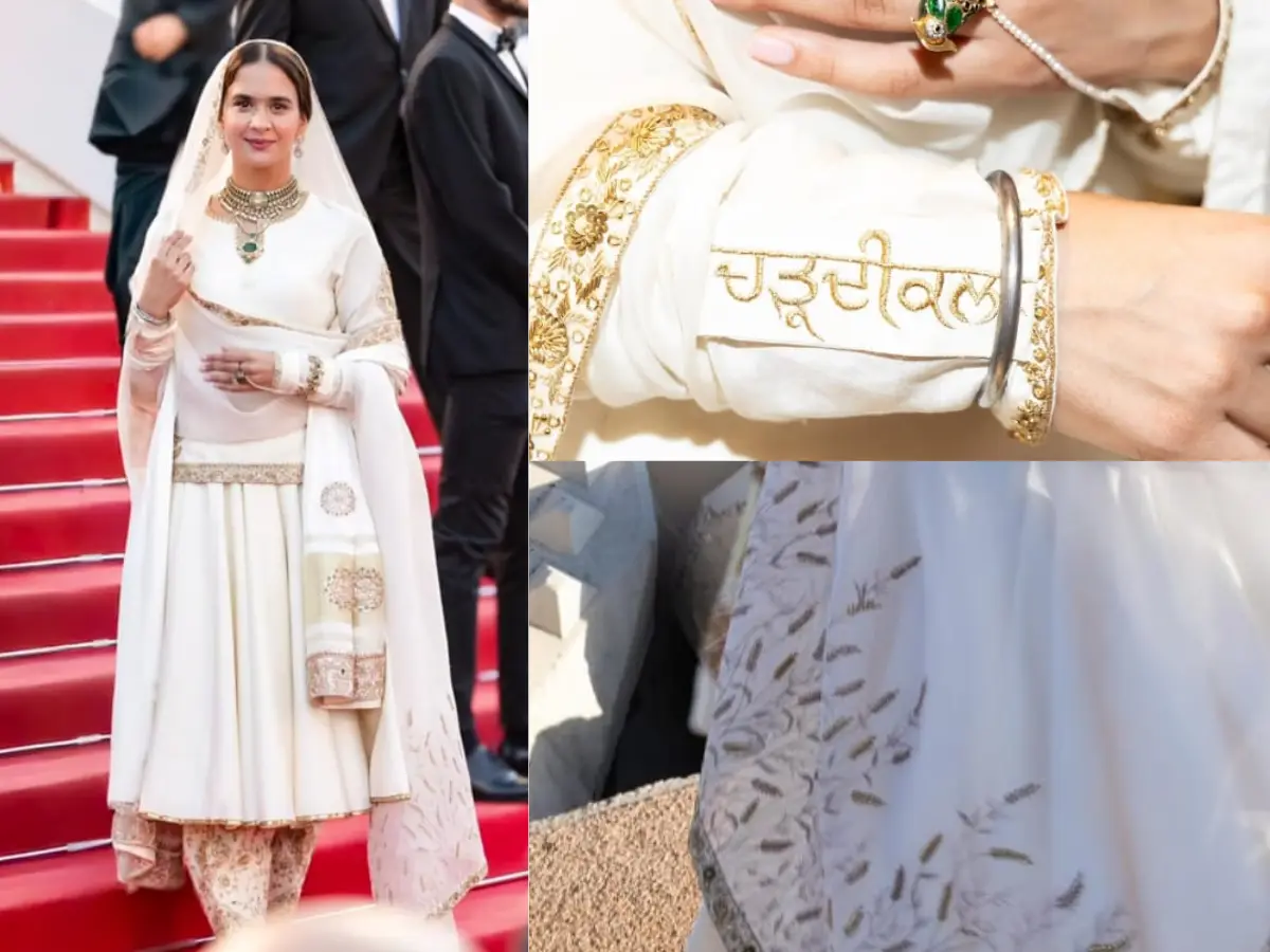 Gurmukhi, wheat motifs and a Diljit Dosanjh link: Decoding Roopi Gill’s Cannes outfit