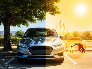 Does parking in the shade prevent fuel evaporation in the summer?