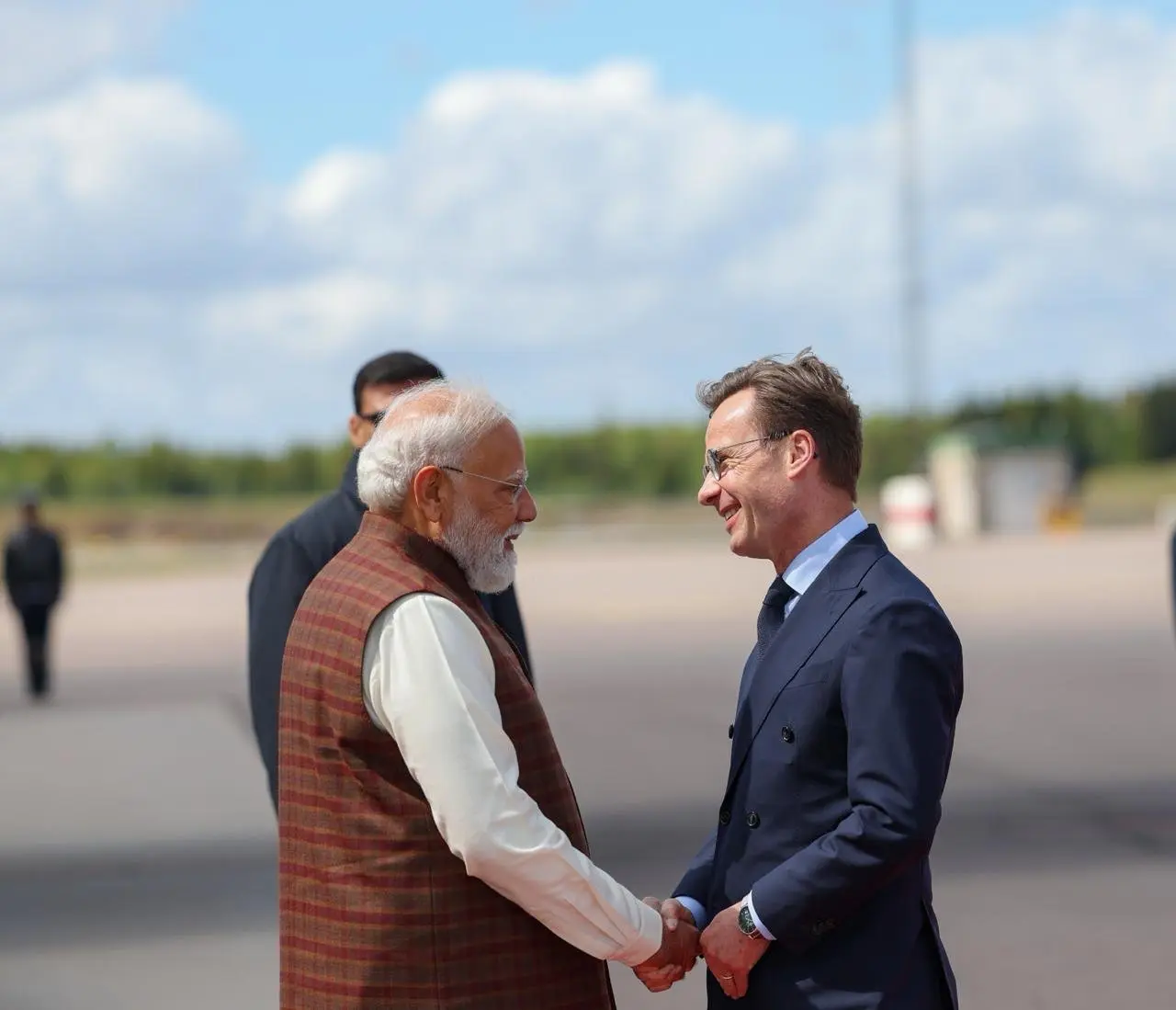 PM Modi arrives in Sweden, welcomed by PM Kristersson at airport; talks to focus on trade, technology and defence