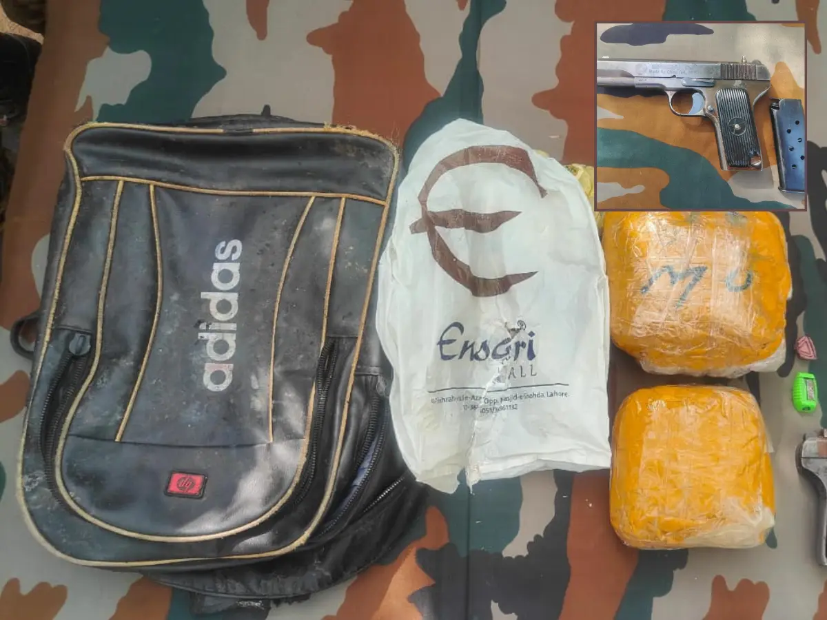 Army recovers narcotics, Chinese pistol near LoC in Poonch Army recovers narcotics, Chinese pistol near LoC in Poonch