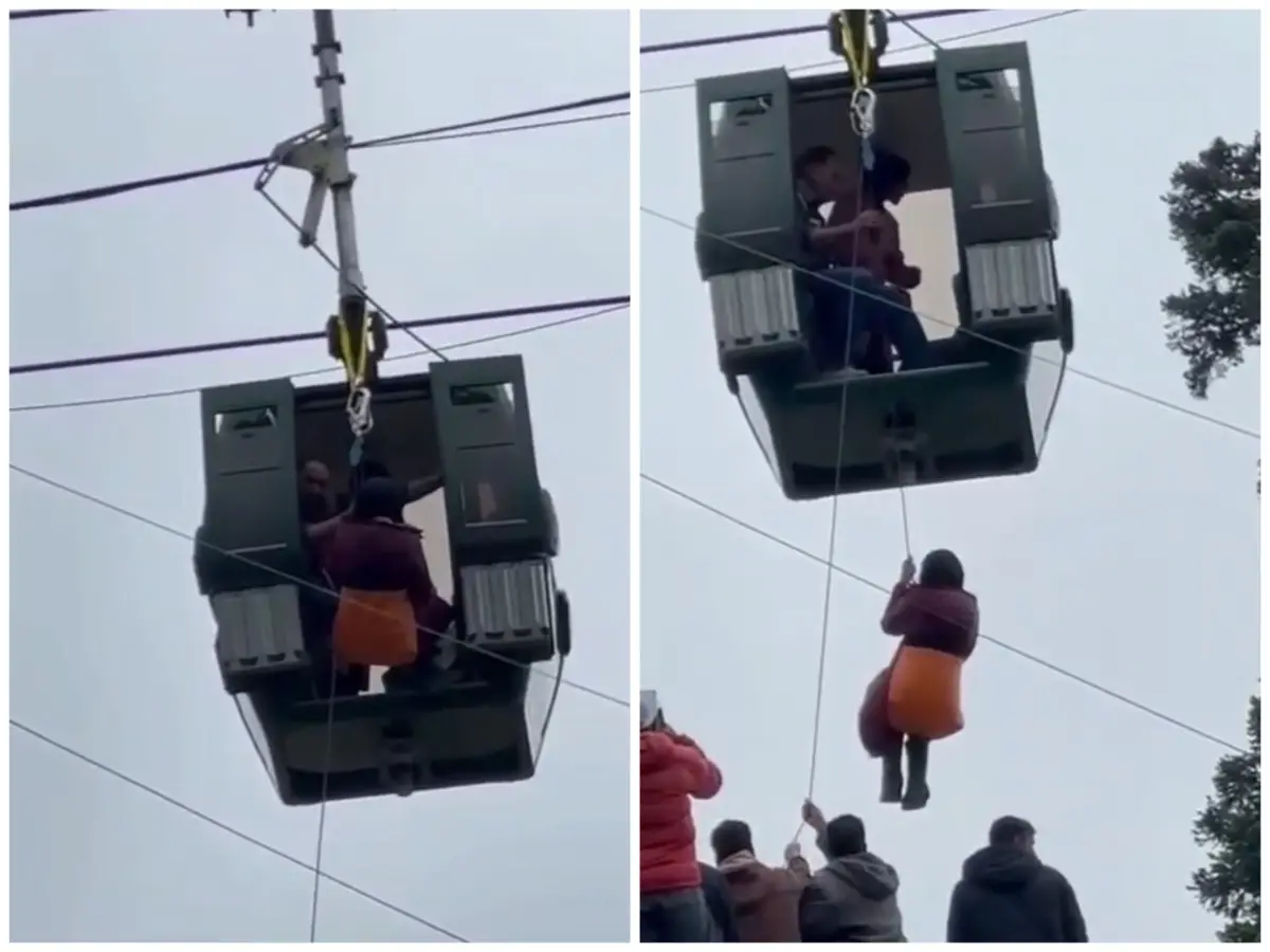 Gulmarg Gondola service suspended briefly after technical glitch, tourists rescued safely Gulmarg Gondola service suspended briefly after technical glitch, tourists rescued safely