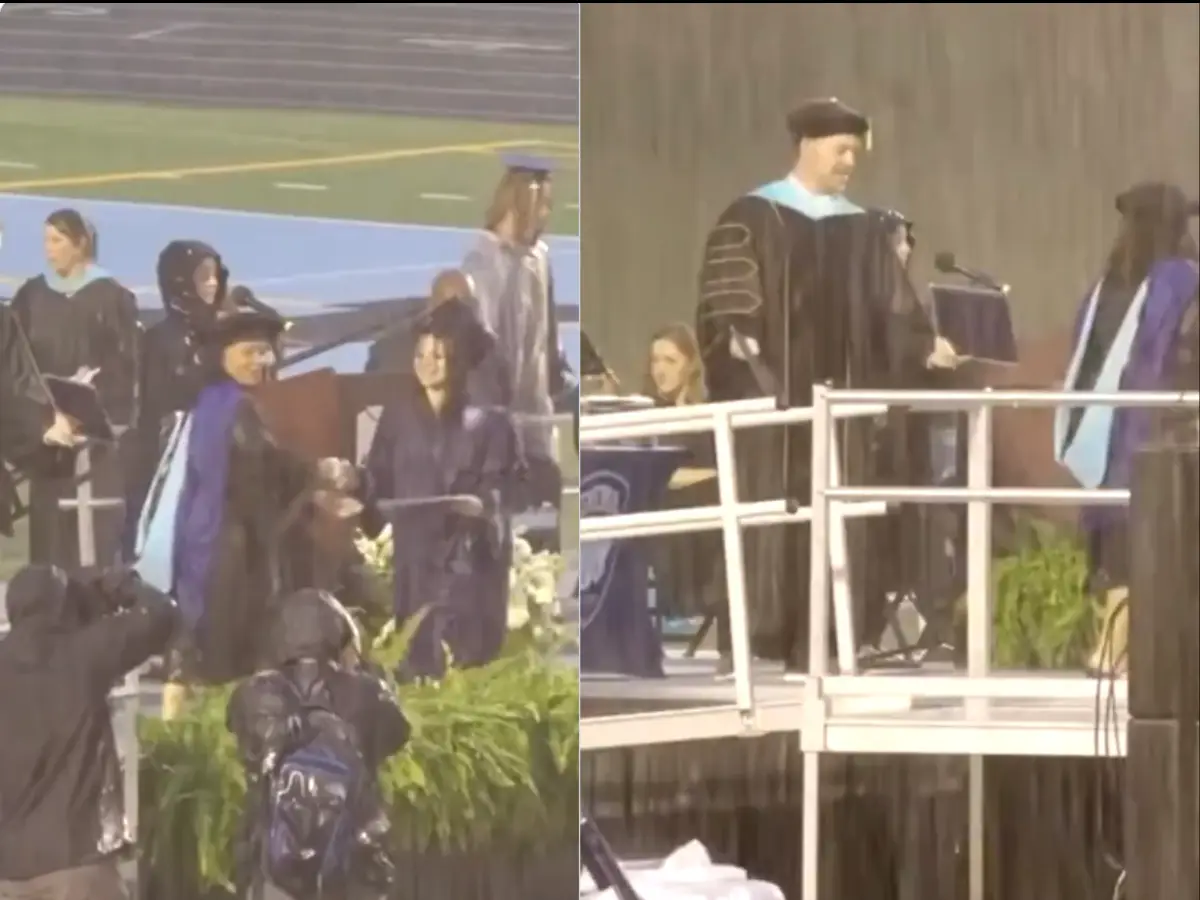 Rain can't dampen graduation: Tennessee graduates cross flooded football field to collect diplomas