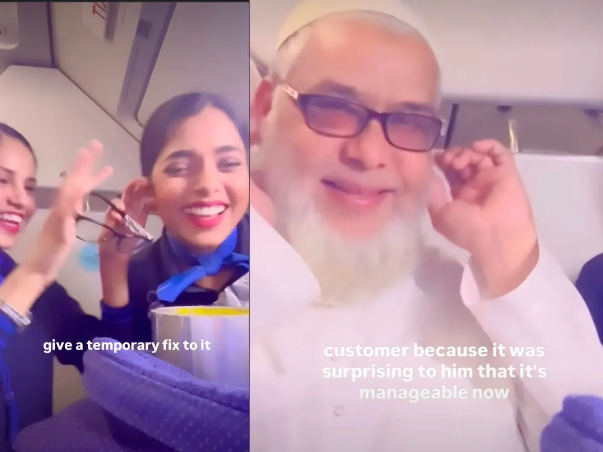 IndiGo crew member fixes passenger’s broken glasses mid-flight, internet applauds