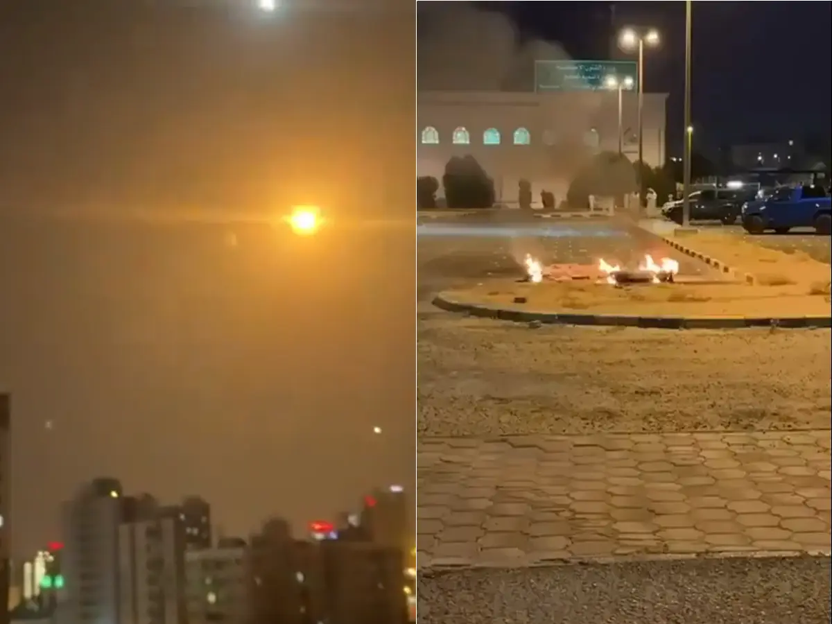 WATCH: Explosions light up Kuwait sky as Iran attacks US military base in Bahrain