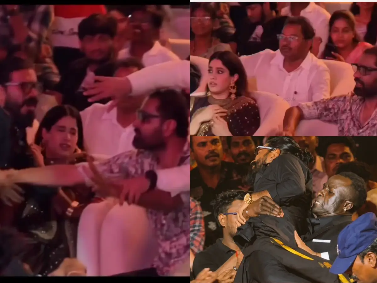 Janhvi Kapoor visibly startled as Ram Charan fan breaches security at Peddi event | Watch