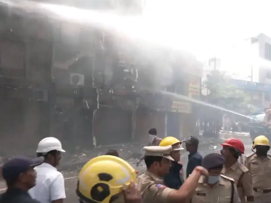 Massive fire erupts at a shopping complex in Hyderabad’s Helmet Bazaar