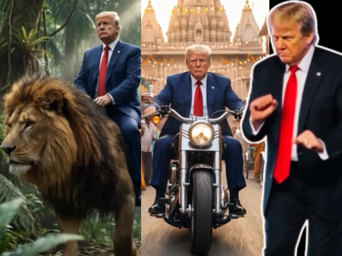 Trump shares AI-video of himself riding bike in India, lion in jungle: What is it about
