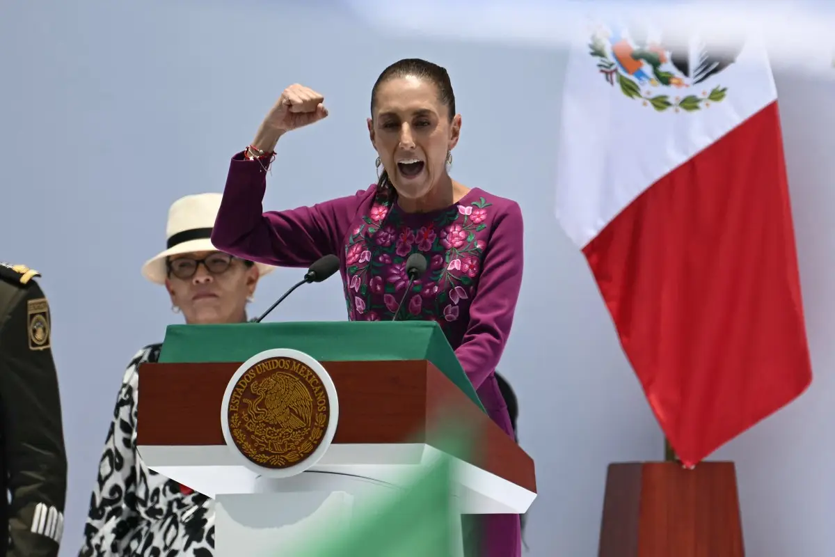 Mexico's president Claudia Sheinbaum tosses football during press conference. What happens next surprises everyone